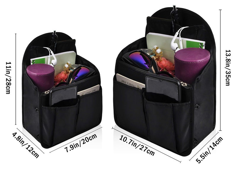 Vercord Backpack Organizer Insert Liner Hanging Travel Bag in Bag with Many Pockets Black Large - Image 3